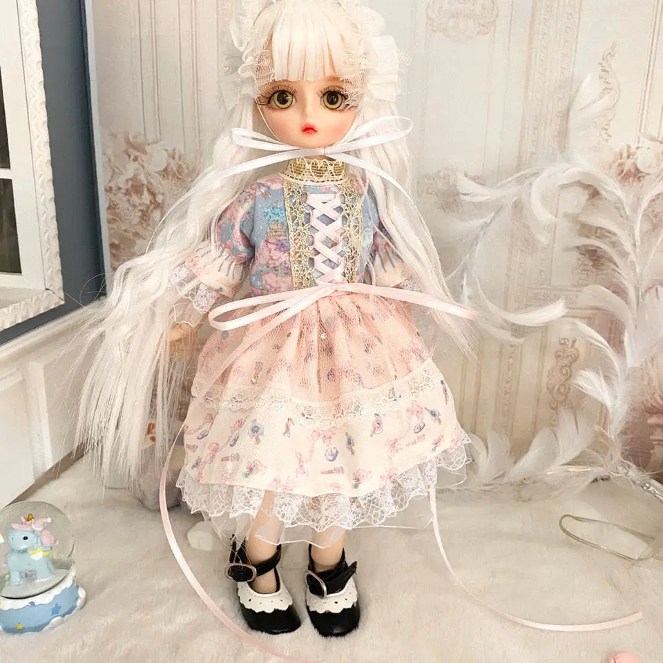 30cm BJD Doll 18 Movable Jointed Handmade DIY Bjd Dolls Princess Dress Mohair Toys BJD Make Up long Hair DIY Toy Gift for Girls 8