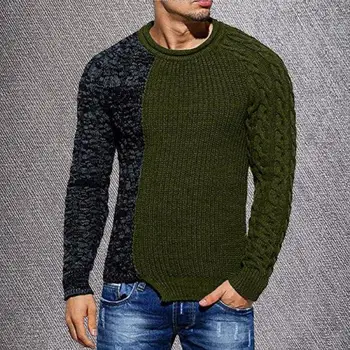 

Men's Autumn And Winter Fashion Trend Casual Color Matching Round Neck Close-fitting Sweater Sweater Pullover