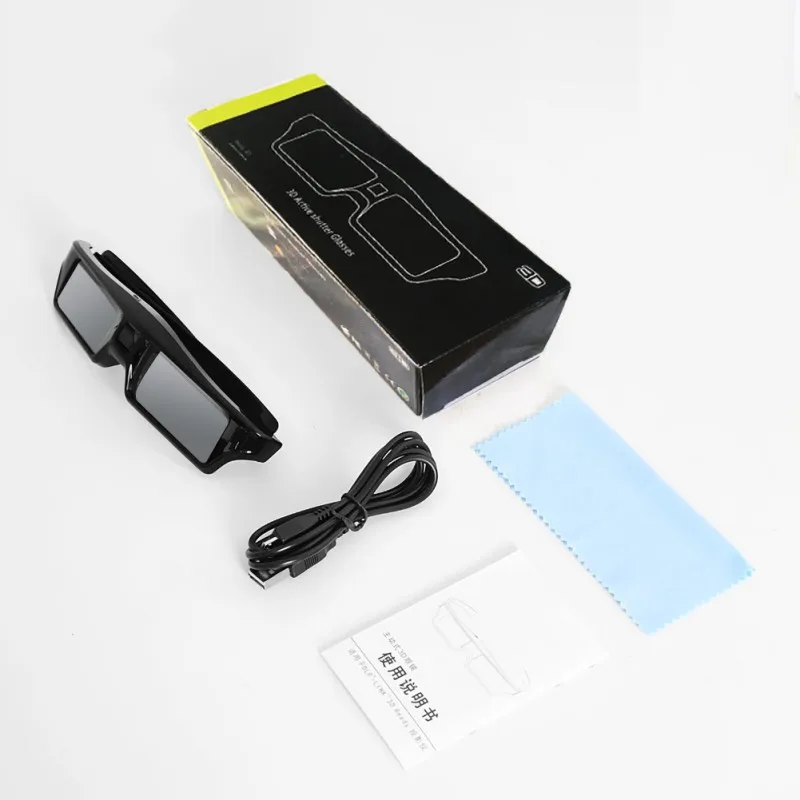 High Quality Black 3D RF Glasses Ultra-Clear HD Rechargeable Bluetooth Shutter Glasses Design For Epson