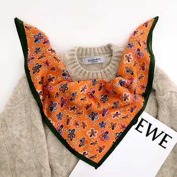 

New 100% Pure Silk Scarf 2020 Bandana Brand Women Pashmina Foulard Square Small Headband Fashion Print Neckerchief Scarves