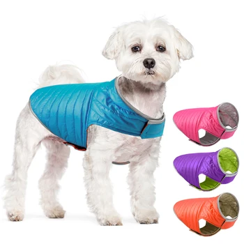 

Winter New Pet Dog Clothes Contrast Color on Both Sides Wear Reflective Waterproof Puppy Jacket Dogs Vest Dogs Products