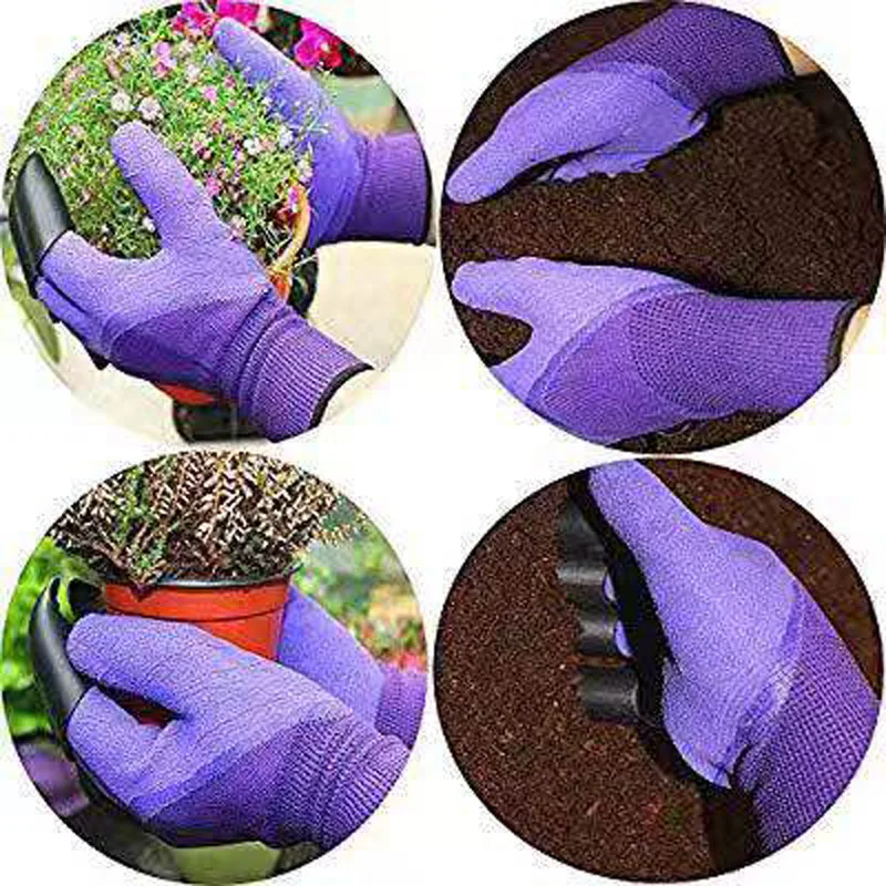 Garden Work Gloves ABS Plastic Garden Gardening Gloves Digging Planting 4 Claws Garden Working Accessories For Digging Planting