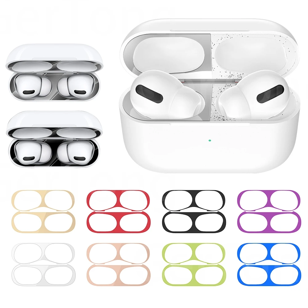 Metal Dust Guard Sticker Earphone Case for Apple Airpods Pro 3 2 1 Skin Accessories Cover Charging Protector AirPods 2/1 | Электроника