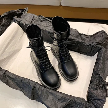 

Chunky Platform Boots Women Motorcycle Ankle Boots Female Punk Shoes Thick Sole Black Martens Boots Women's Shoes 2020