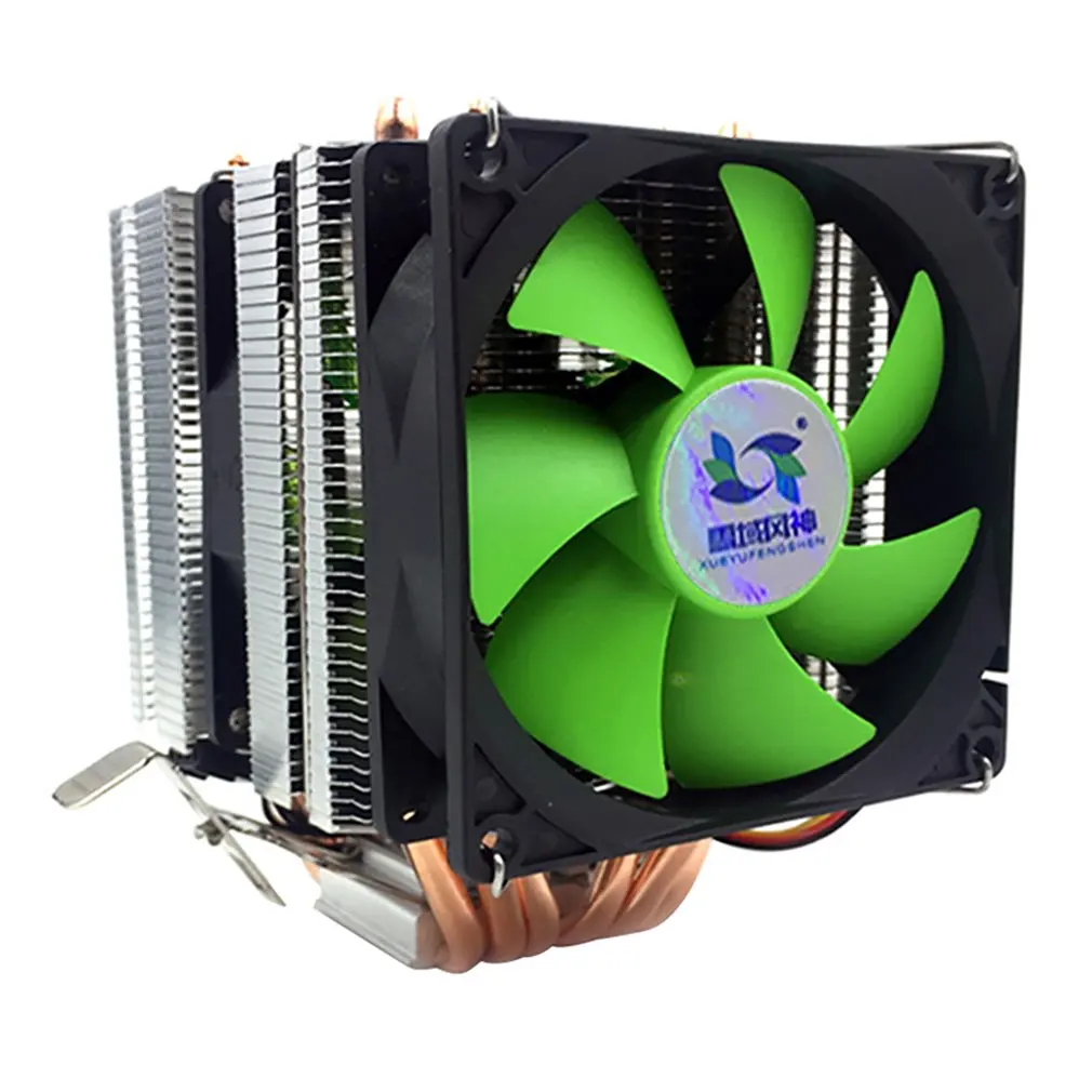 double wind no light 3 линии 6 тепловая труба cpu Радиатор AVC Чистая медь AMD 1155 1156 настольный вентилятор охлаждения процессора компьютера с постоянной скоростью один двойной ветер - Цвет лезвия: double wind no light