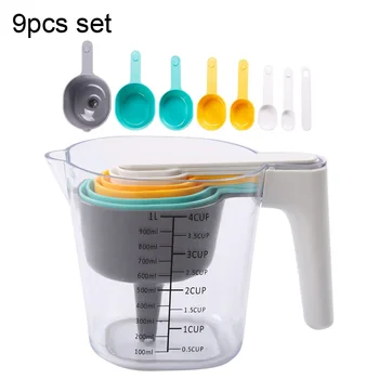 

Measuring Cup and Measuring Spoons Set with One Scraper One Funnel Plastic Cooking Baking Kitchen Utensil BPA Free Baking Tools
