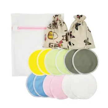 

12 Pcs Reusable Breast Pads with Storage Bag Washable Organic Bamboo Fiber Breastfeeding Nursing Pads