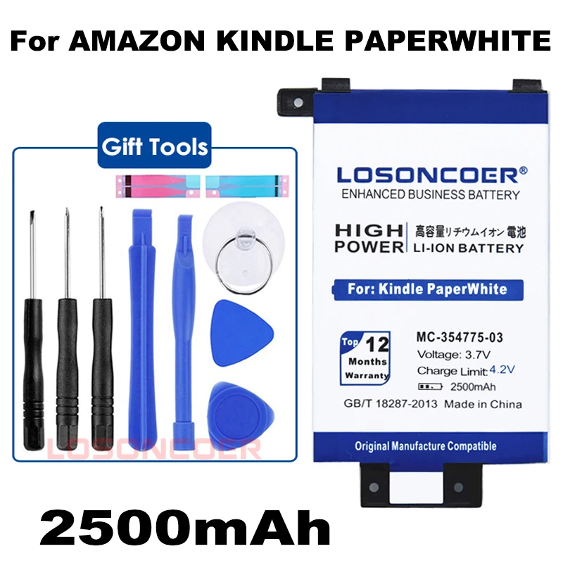 LOSONCOER 2500 мАч MC-354775-03 Аккумуляторы для смартфонов для Amazon Kindle PaperWhite S2011-003-S 58-000008 DP75SD1+ быстрое прибытие