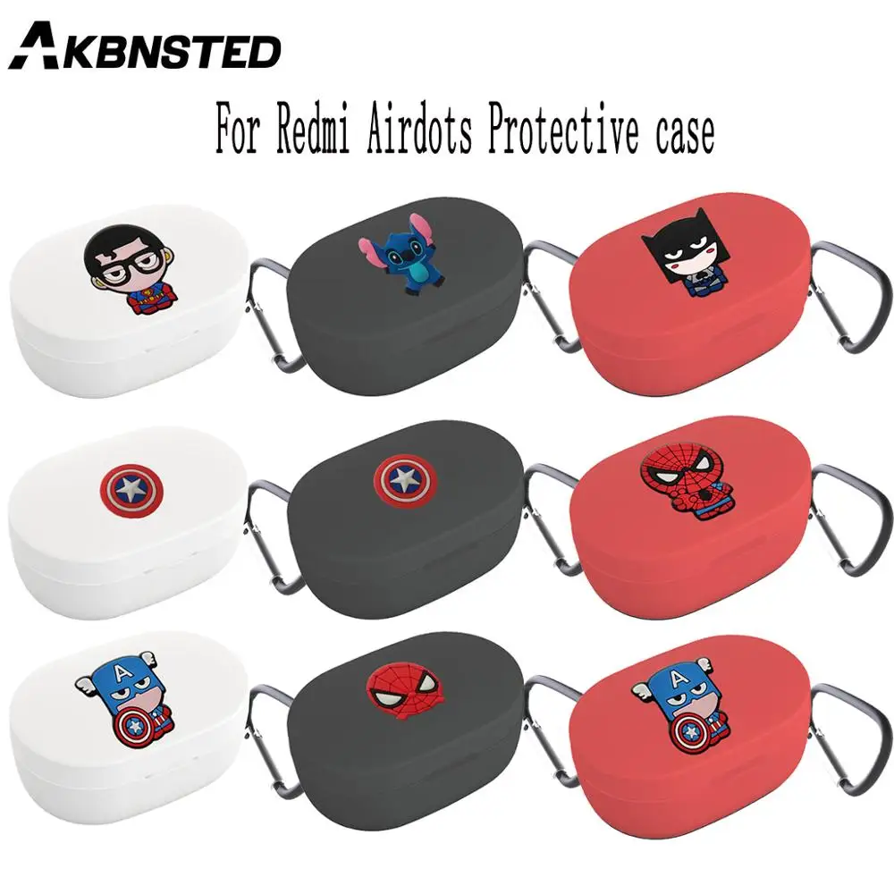 

AKBNSTED The Avengers Earphone Protective Case For Redmi Airdots Bluetooth Earphone For Redmi Airdots Silicone Earphone Cover