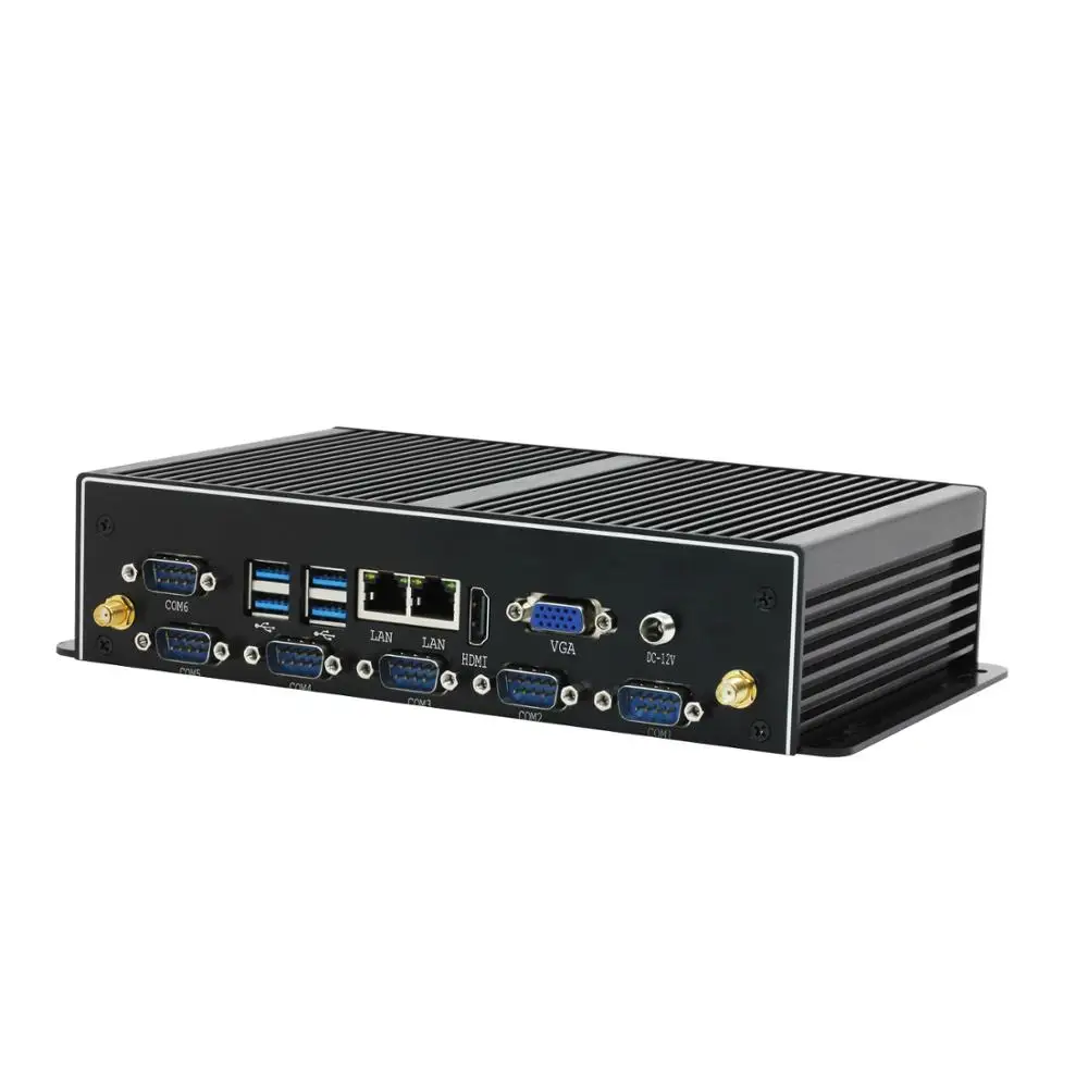 Безвентиляторный мини-ПК с двойной LAN Gigabit Ethernet 6 * COM Celeron J1900 HDMI WiFi RS232 Windows Ubuntu
