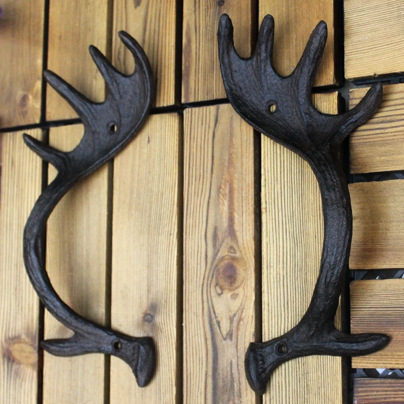 Cheap  European Vintage Reindeer Antler Design Home Garden Decor Cast Iron Furniture Door Handle Cabinet P