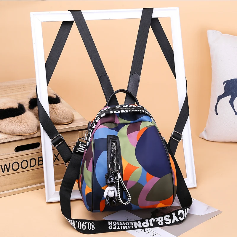 

2019 new ladies bear pendant Multifunction backpack high quality youth color backpack girl casual large capacity Bags for women