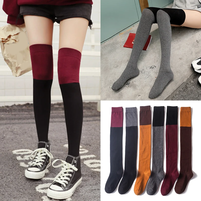 

Stockings Stretchable Women High Socks Assorted Colors Thigh High Knee Socks Elastic Autumn&Winter Fashion Classic Stockings