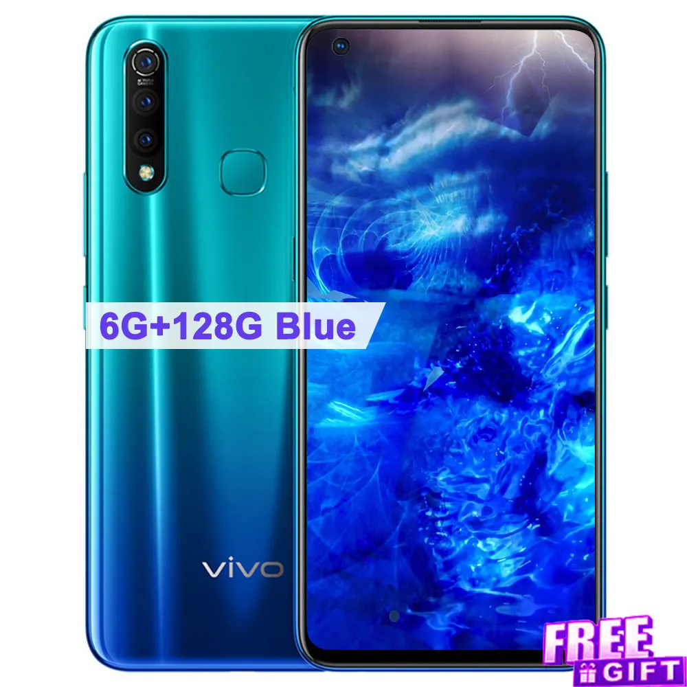 Мобильный телефон vivo Z5x, 5000 мАч, 6,53 дюйма, 4G, 64G, Восьмиядерный процессор Snapdragon 710, камера 16 МП, Android 9, смартфон, play store - Цвет: Z5x 6G 128G Blue