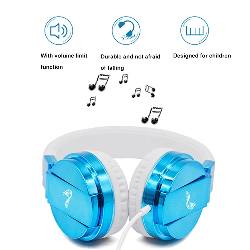 Kids Headphone Foldable Headset Safe Volume Learning Music Earphone with Microphone for Mobile Phone PC Boys Girls Gifts