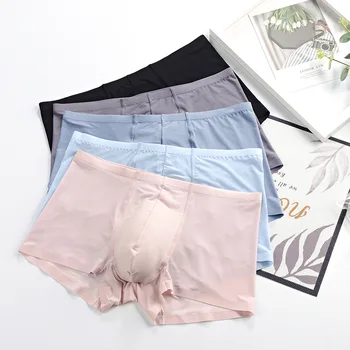 

Ice Silk Thin Breathable Soft Male Boxers Mesh Fashion Youth Man Simple Style Solid Underwear Quick Drying Cueca Calzoncillos