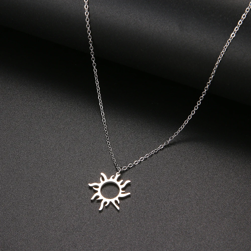 Stainless Steel Necklace Plated Ethnic Sun Totem Pendent Necklaces - Image 3