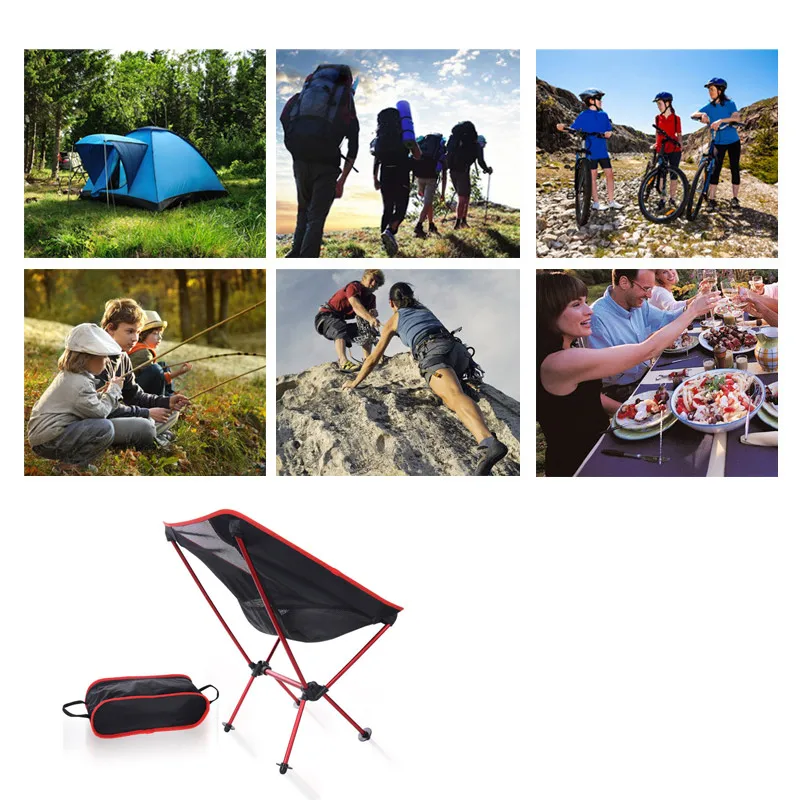 Cadeira com Bolsa de Armazenamento Cadeiras para Esporte ao ar Portátil Ultraleve Dobrável Liga Alumínio Oxford Livre Acampamento Caminhadas Pesca Mod. 1241114 14 Portátil ultraleve dobrável cadeira com saco de
