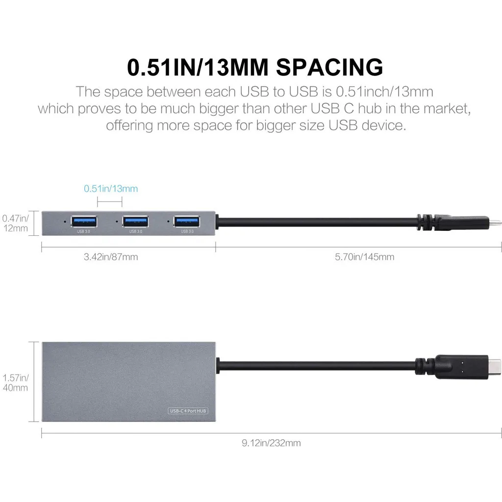 Компьютерная периферийная техника 4-портовый Usb C концентратор, портативный концентратор Usb Type C адаптер с 4 Usb 3,0 портами коммутация#48