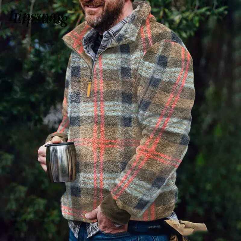 Модные зимние теплые шерстяные Джемперы Осенний клетчатый свободный свитер с