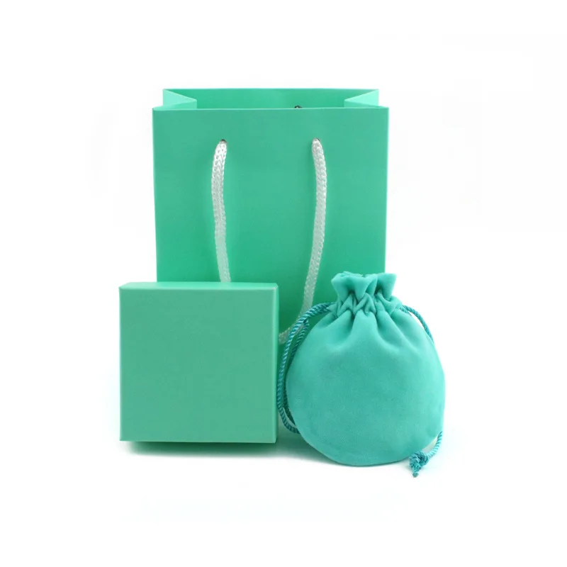 

Lake Blue Three-piece Ring Necklace Earrings Jewelry Box Jewelry Bag Handbag Valentine's Day Christmas Party Gift Boxes Bags