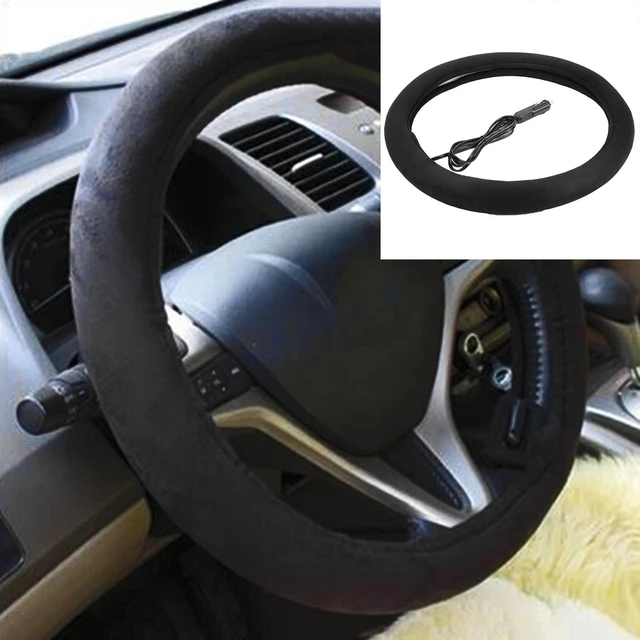 Heated Steering Wheel Cover 12V Auto Steering Wheel Black