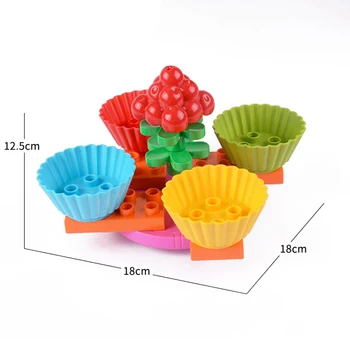 

Duplo Rotating Table Fruit Big Size Building Blocks Education Model DIY Kits Toys For Children Figures Compatible Duploed City