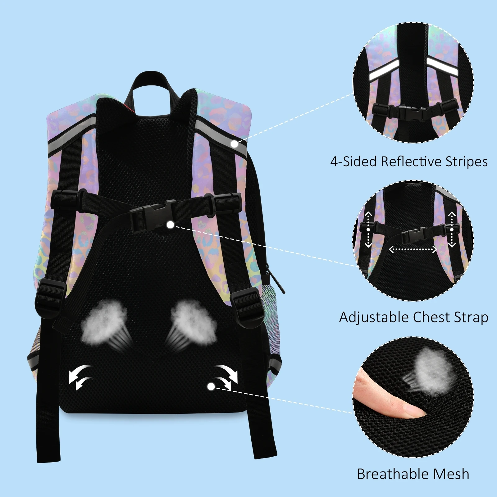 Children's Fashion Backpack Kids Rainbow Leopard Print Rose Gold Small Cute Backpack Travel School Bags For Teenage Girl Bagpack 4