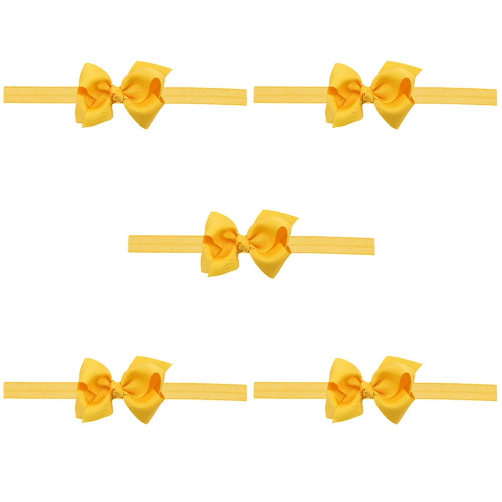 Yellow-5 PCS 5 шт., Детская повязка для волос с бантом, эластичная повязка на голову, аксессуары для волос для маленьких девочек, HATWO1020 - Цвет: Yellow-5 PCS
