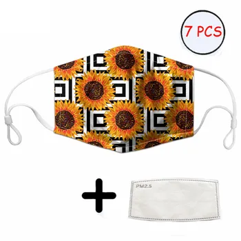 

Adults Dust Mouth Mask Soft and Stretchy Fashion Striped Sunflower Pattern Mouth Mask with Activated Carbon Filter for Women