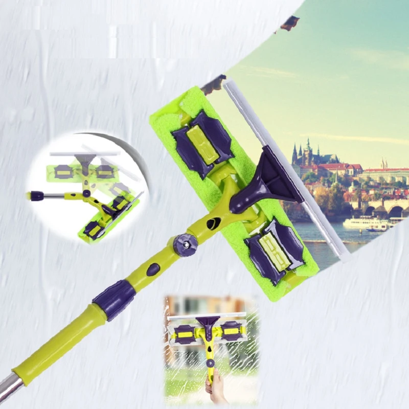 Glass Cleaning Tool Double Sided Telescopic Rod Window Cleaner Squeegee