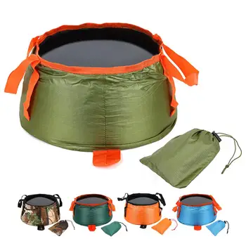 Colorful Outdoor Folding Portable Face Wash Basin. Collapsible Water Bucket For Camping, Hiking, Showers and with Storage Bag 1