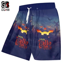 OGKB Для мужчин креативный одежда для пребывания на открытом воздухе 3D печатных смешная Тыква замок Хэллоуин большой Размеры человек Пляжные шорты