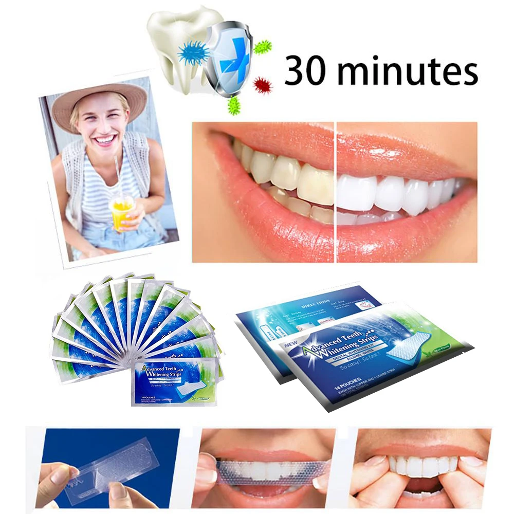 Полоски для отбеливания зубов набор белых гелевых полосок гигиены полости рта