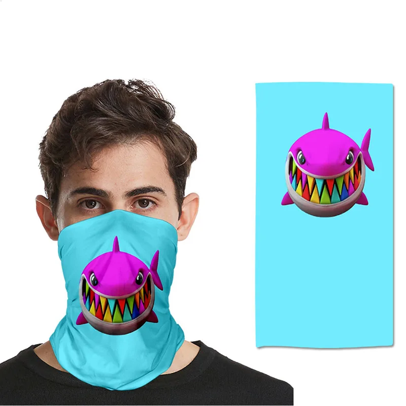 

1pc Rainbow Shark Cartoon Print 3d Seamless Face Mask Motorbike Headwear Magic Scarf Outdoor Cycling Fishing Ski Hiking Bandanas