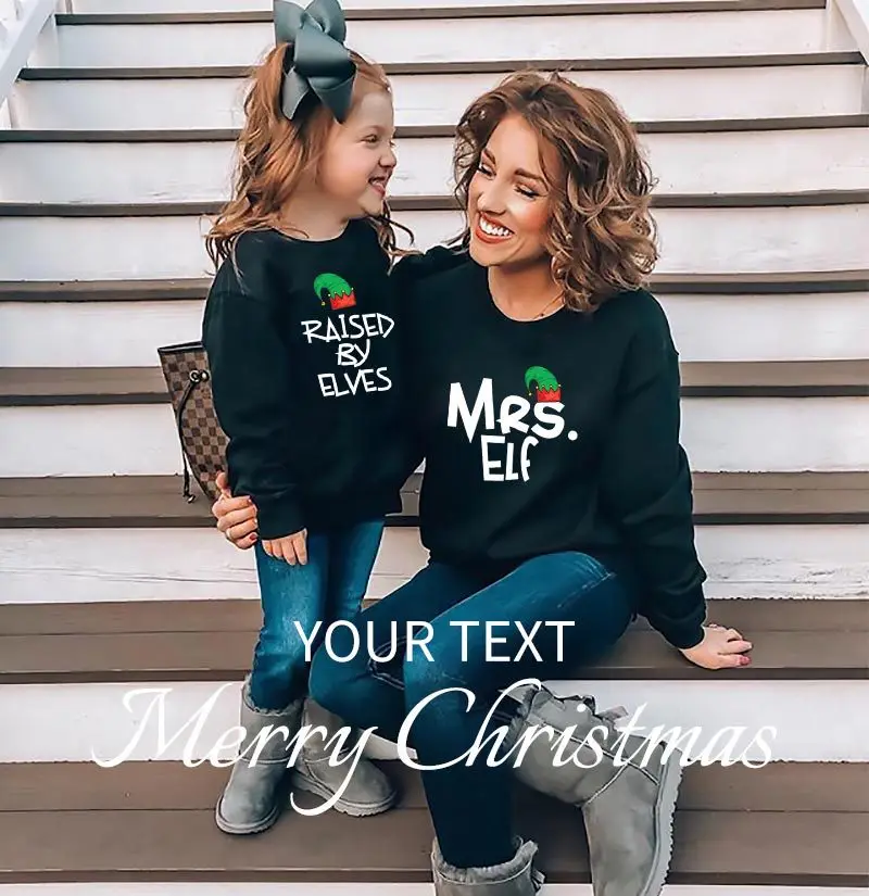 Семейные комплекты свитшот для мамы и дочки с надписью Mr Mrs elf одежда меня