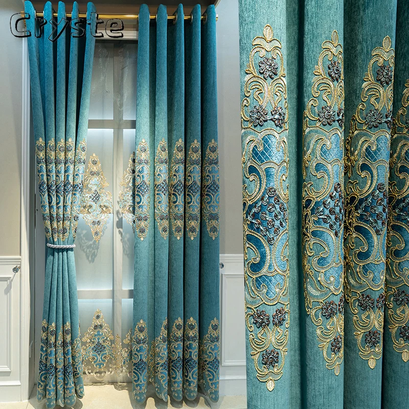 European-style Chenille Embroidery Water-soluble Hollow Curtains Custom Shading for Living Dining Room Bedroom | Дом и сад
