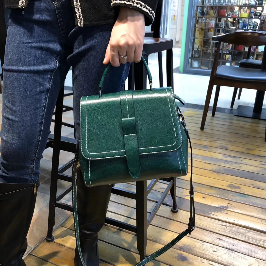

2020 new genuine leather handbags fashion women's handbags elegant ladies shoulder bags retro messenger bags