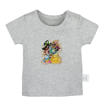 

Crazy Princess Ariel Snow White Alice Rapunzel Design Newborn Baby T-shirts Toddler Graphic Short Sleeve Tee Tops
