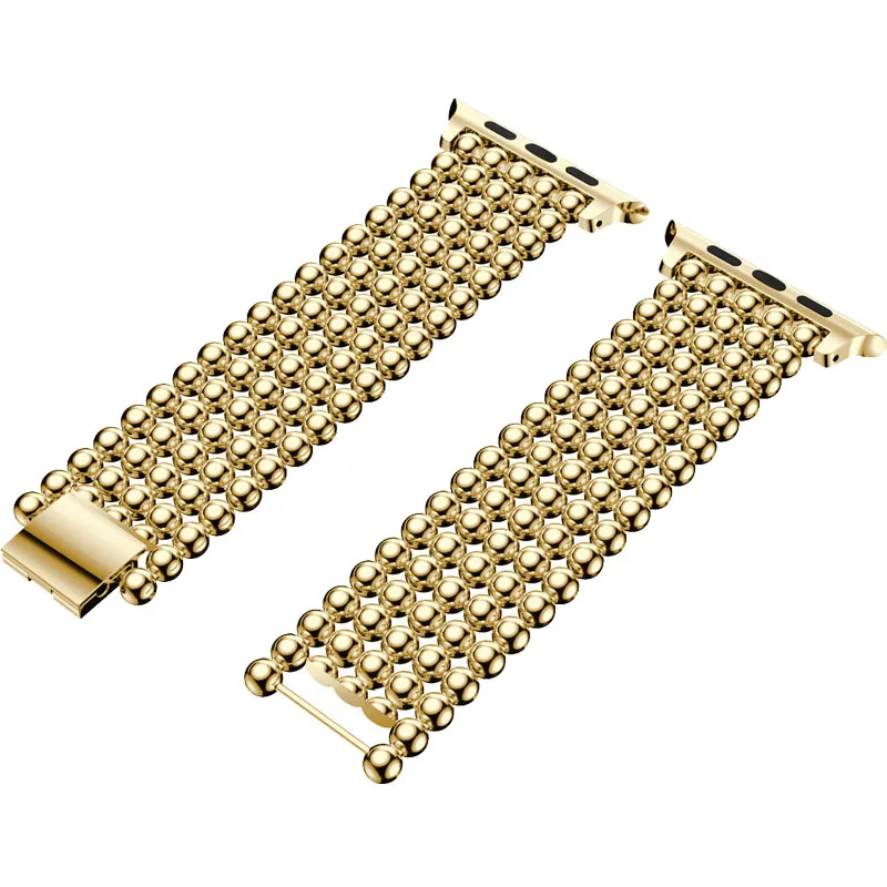Gold Модный простой ремешок для Apple Watch 5, 38 мм, 40 мм, 42 мм, 44 мм, бусины из нержавеющей стали для iWatch серии 1, 2, 3, 4, браслет на ремне - Цвет: Gold