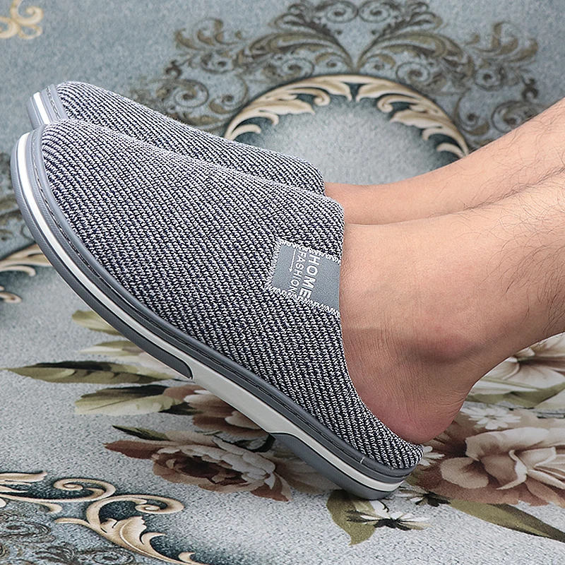 

2020 Men Home Slippers stripe cozy fluffy Slippers big size Winter Warm house furry Slipper men Warm Soft male Shoes