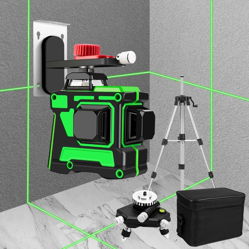 12 линий 3D зеленый лазерный уровень самонивелирующийся 360 градусов|Лазерные