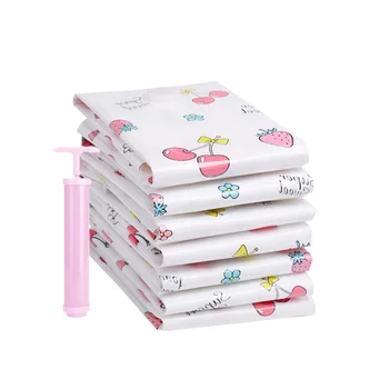 

Compression Bag Vacuum Bag, Large Capacity Cartoon Fruit Print Mom Helper Storage Holder with Pump