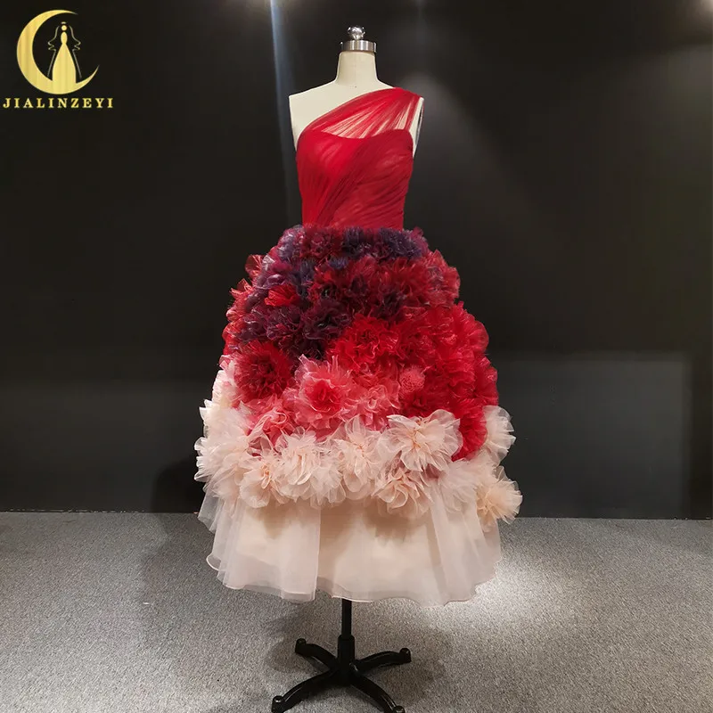 Rijn Real Pictures Marchsea Een Shouder Bloemen Rode Knielengte Arabisch Avondjurken Lange Rijn Real Pictures Marchsea Een Shouder Bloemen Rode Knielengte Arabisch Avondjurken Lange