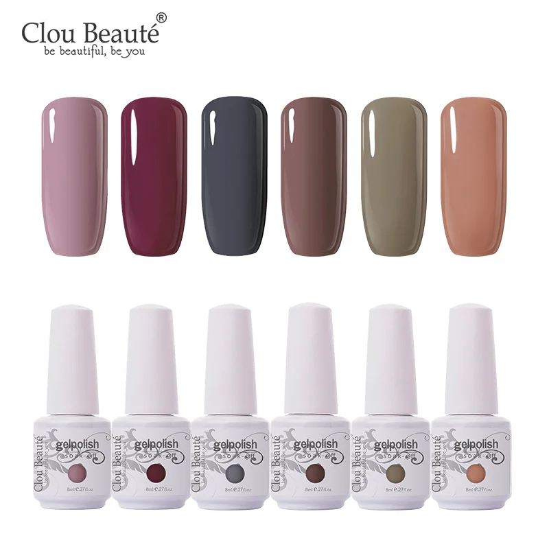 Clou Beaute 85 цветов Гель-лак подарочный набор Полупостоянный светодиодный Гель-лак для ногтей набор лак для ногтей цветная Серия 6 шт/8 шт 8 мл - Цвет: 8ml-ZH05-6pcs