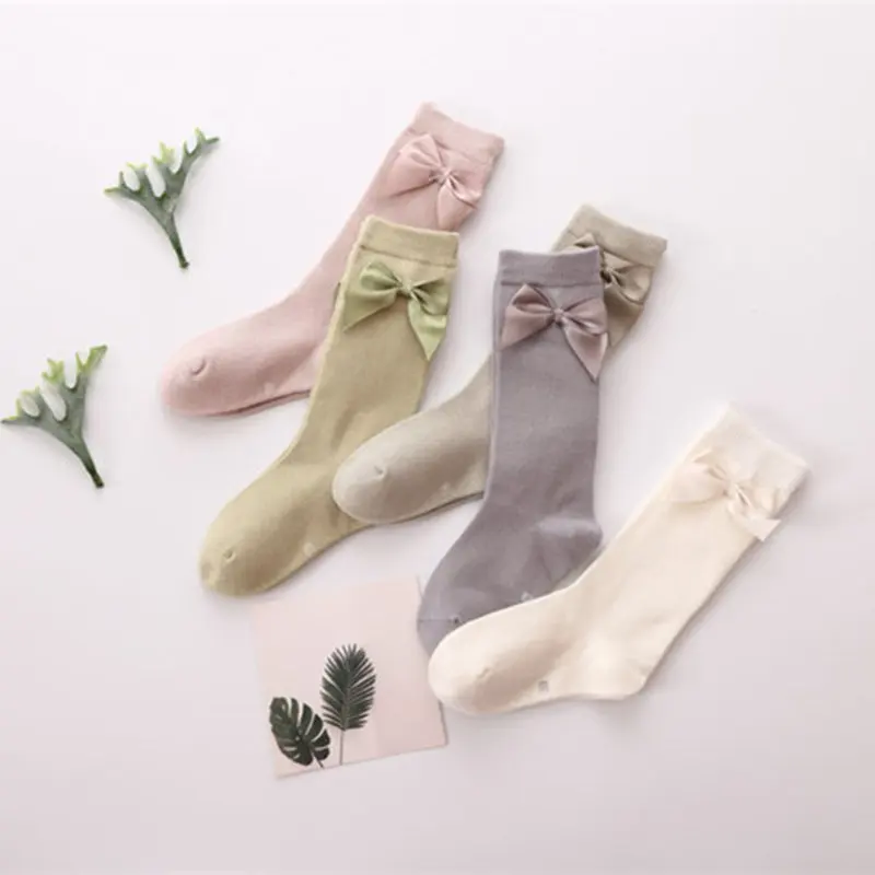 Носки для маленьких девочек розовые Гольфы с бантом милые детские носки