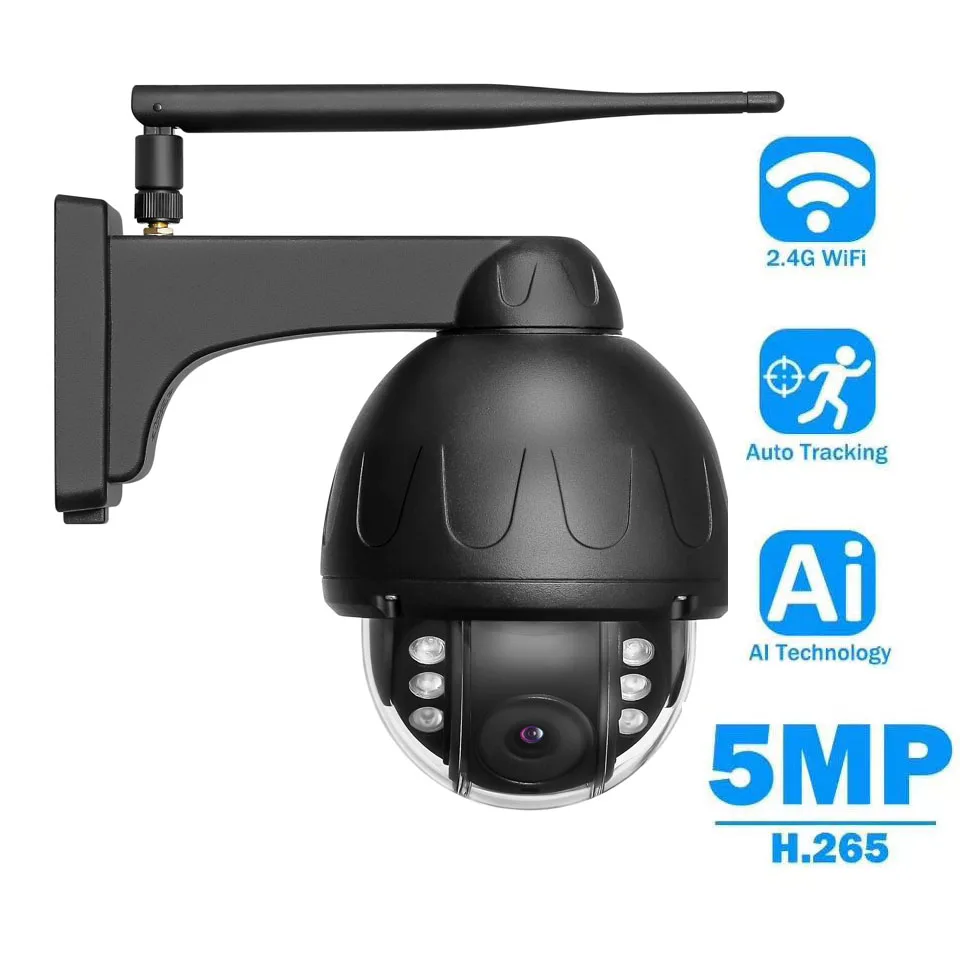 5MP Auto Tracking Humanoid Detet Dome IP Camera Turnning Wifi Outdoor Rainproof Audio SD Card Recording