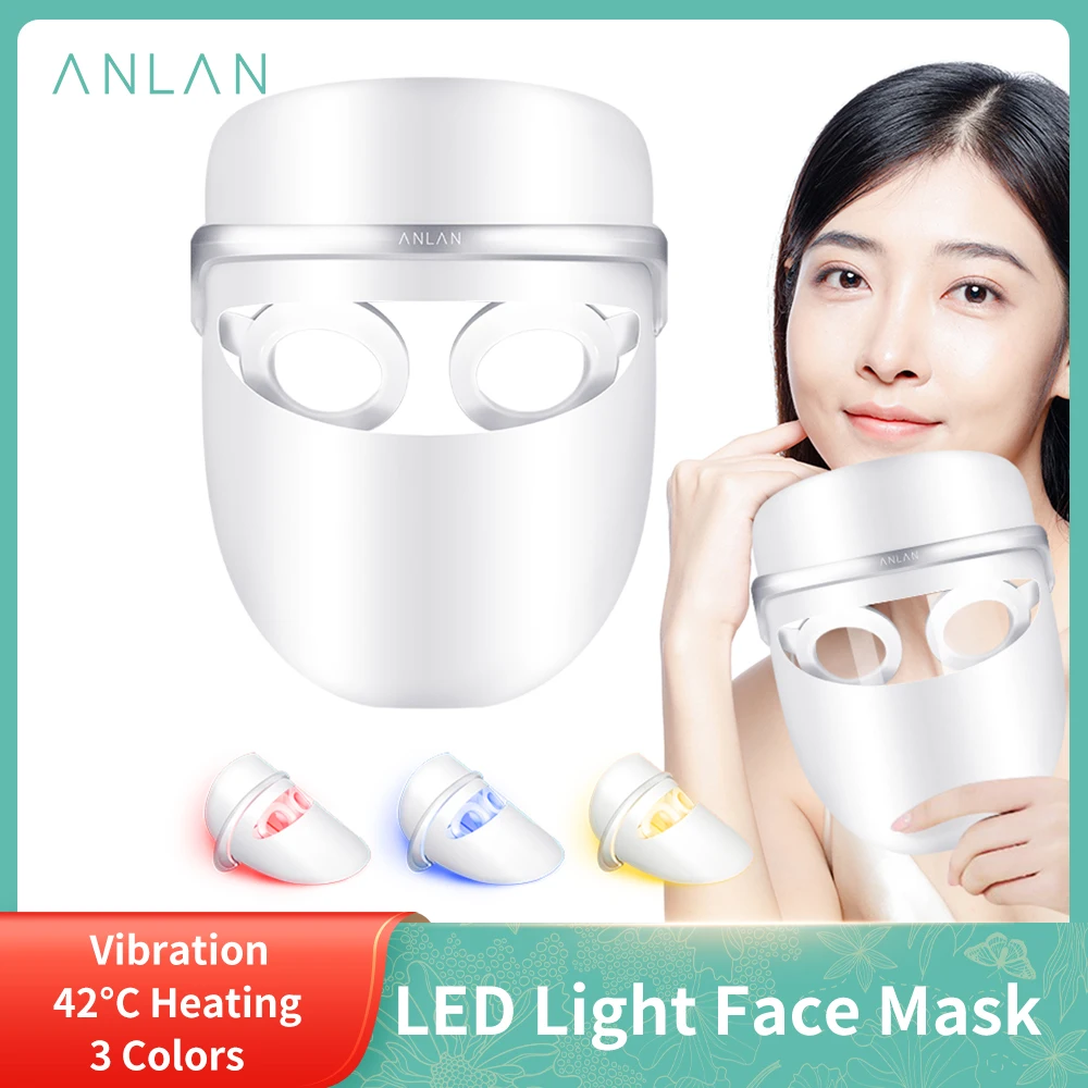 ANLAN LED Face Beauty Mask Reduce Skin Wrinkles Whitening Suppress Sebum Remove Spots 3 Colors Light LED Face Light Therapy Mask