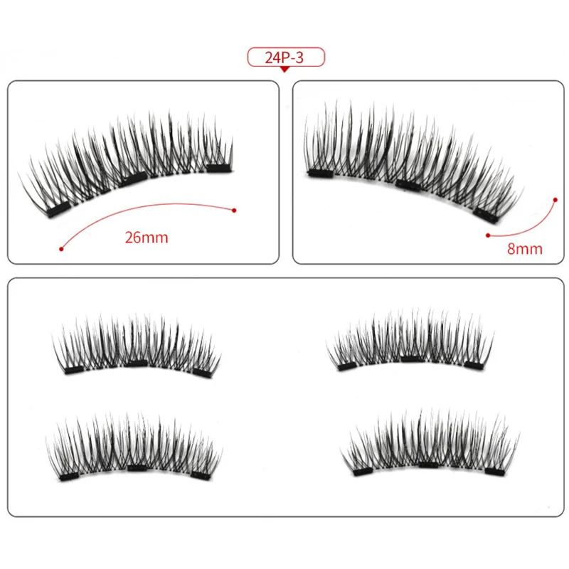 Magnetic False Eyelash With Tweezer No Glue Magnet Adsorption And Reusable Double Magnetic 8-piece Package