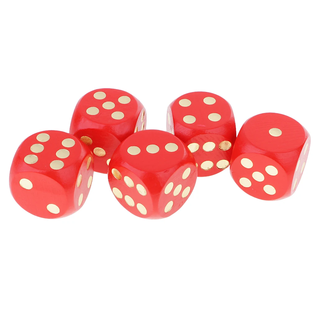 10Pcs Dotted Dice Six Sided Wooden Block for Party MTG DND Role Playing Toy